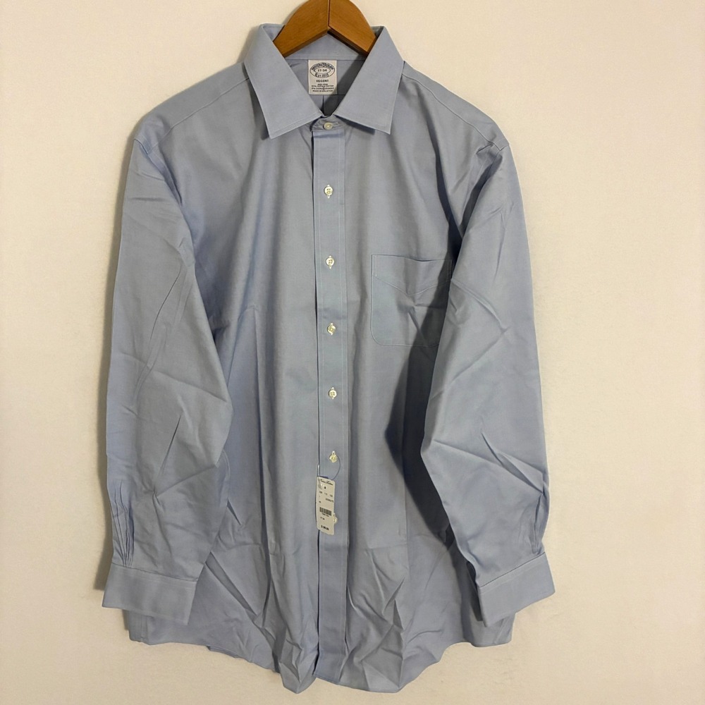 NEW Brooks Brothers Regent Dress Shirt Mens 17-34 Long Sleeve Button Up READ